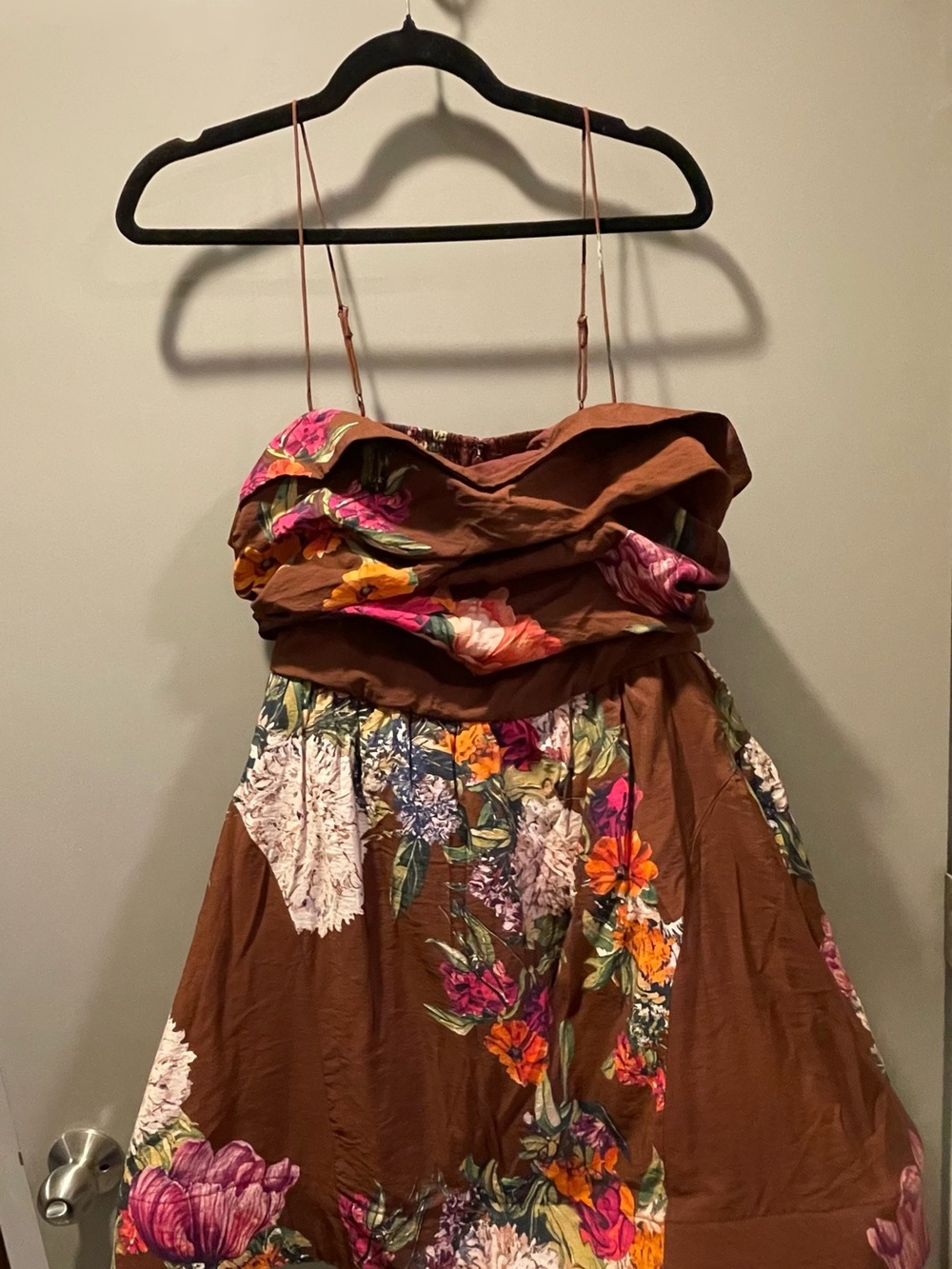 Anthropologie Brown Floral Mini Dress - Picture 4 of 8